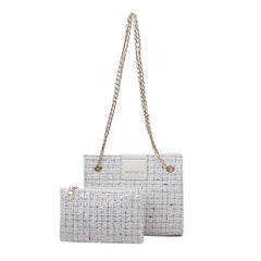 Women Shoulder Bag Chain Woven Messenger Portable Small Square Bag