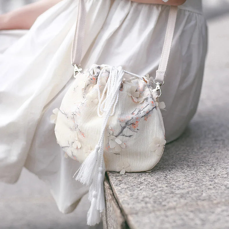 Canvas Women's Shoulder Bag Buckle Handbag Bucket Cloth