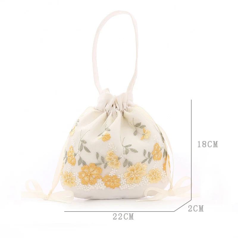 Canvas Women's Shoulder Bag Buckle Handbag Bucket Cloth