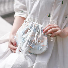 Canvas Women's Shoulder Bag Buckle Handbag Bucket Cloth