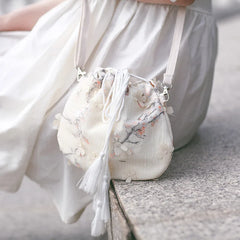 Canvas Women's Shoulder Bag Buckle Handbag Bucket Cloth