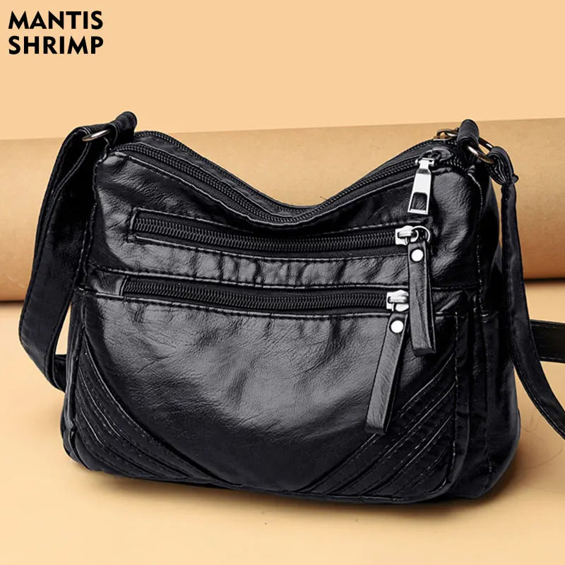 Vintage Messenger Shoulder Bag PU Leather Crossbody