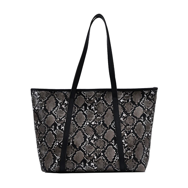 Snakskin Pattern Shoulder Bag Lady Large Capacity Shopping Bag Women Totes