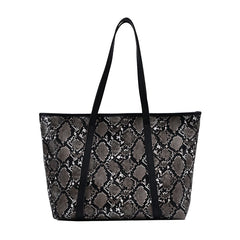 Snakskin Pattern Shoulder Bag Lady Large Capacity Shopping Bag Women Totes