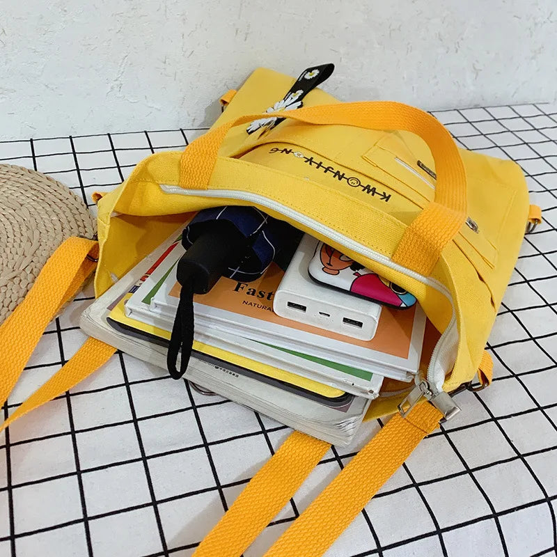Canvas Crossbody Bag Shoulder Backpack Girls Women Student Tutorial Bags