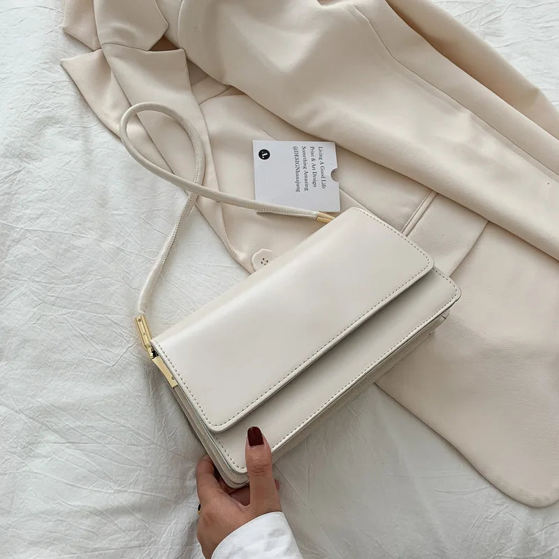 Women High PU Leather Underarm Handbags Portable Ladies