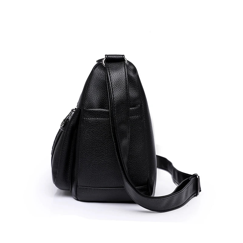 Middle-aged Women's Messenger Bag Large-capacity Soft PU Casual Bag
