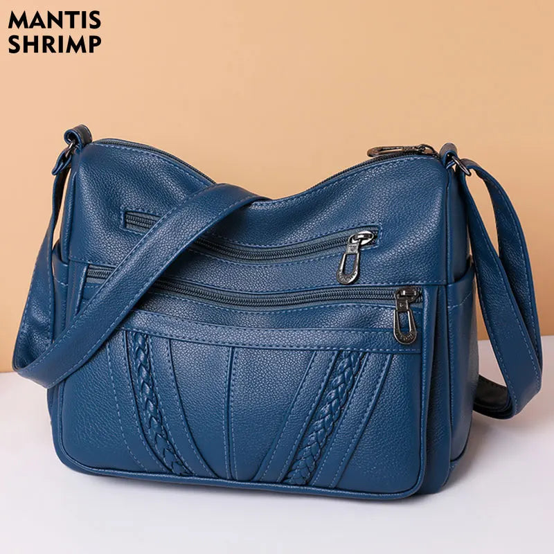 Middle-aged Women's Messenger Bag Large-capacity Soft PU Casual Bag