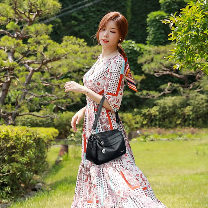 Women PU Leather Tote Shoulder Bag Vintage Messenger Bag
