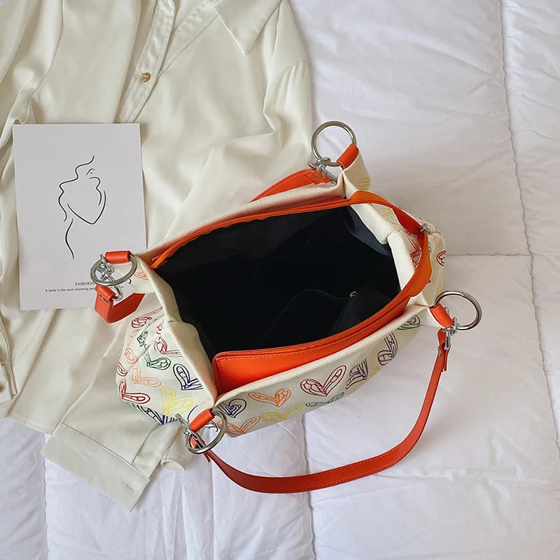 Heart Pattern Shoulder Bags High Capacity Handbags