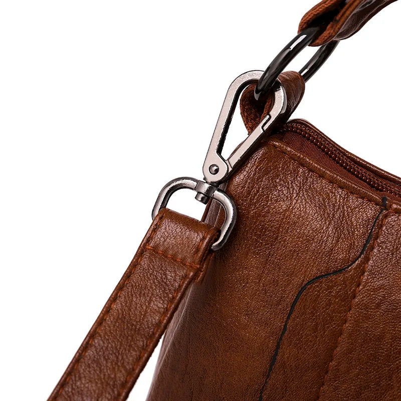 Women Pu Leather Handbags Large Messenger Bag Top-handle Totes