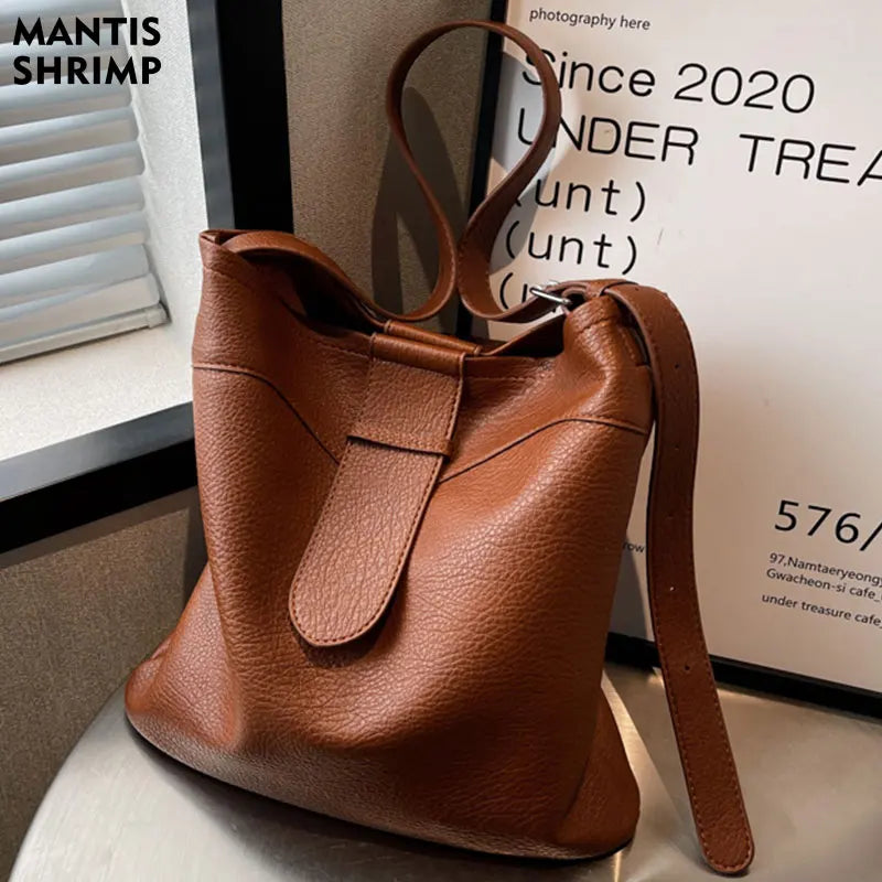 Women Bags Retro Soft PU Leather Shoulder Bags Large Capacity Totes