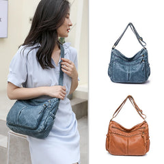 Vintage Leather Shoulder Bag Crossbody Messenger Brown Handbag