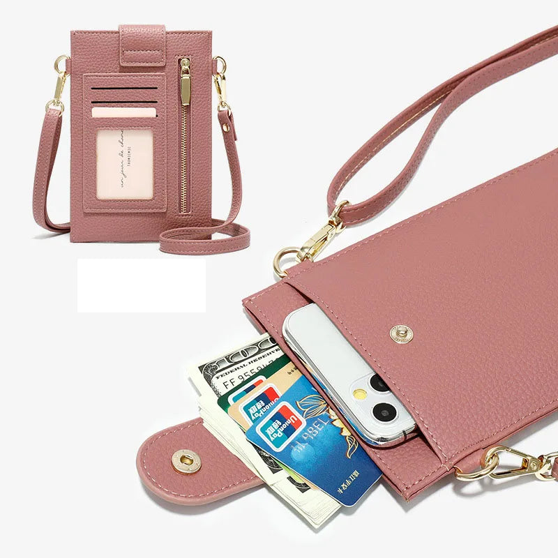 Women Soft Leather Wallets Crossbody Shoulder Strap Handbag