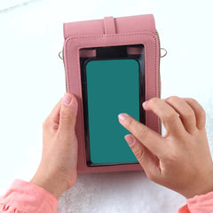 Women Soft Leather Wallet Touch Screen Phone Purse Crossbody Handbag