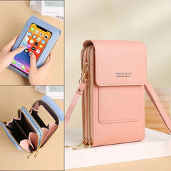 Women Soft Leather Cell Phone Purse Crossbody Handbag