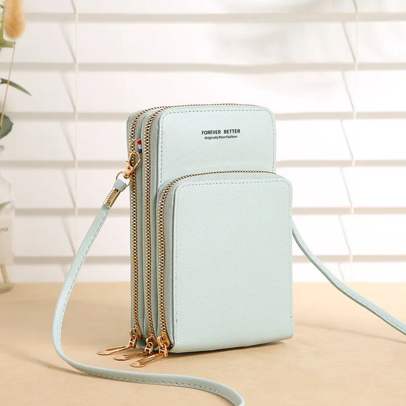 Women Soft Leather Wallet Touch Screen Cell Phone Purse Crossbody Handbag