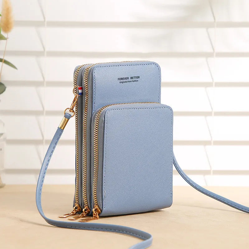 Women Soft Leather Wallet Touch Screen Cell Phone Purse Crossbody Handbag
