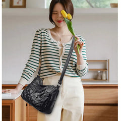 Women Messenger Bags PU Leather Shoulder Bag Gift for Middle Aged Female