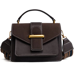 Vintage Coffee Satchel Shoulder Bag Wide Strap Handbag