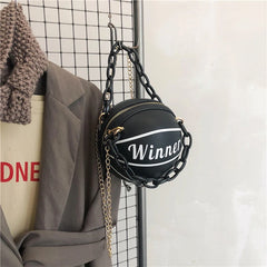 Women Ball Shape PU Leather Handbag Volleyball Crossbody Bag