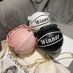 Women Ball Shape PU Leather Handbag Volleyball Crossbody Bag
