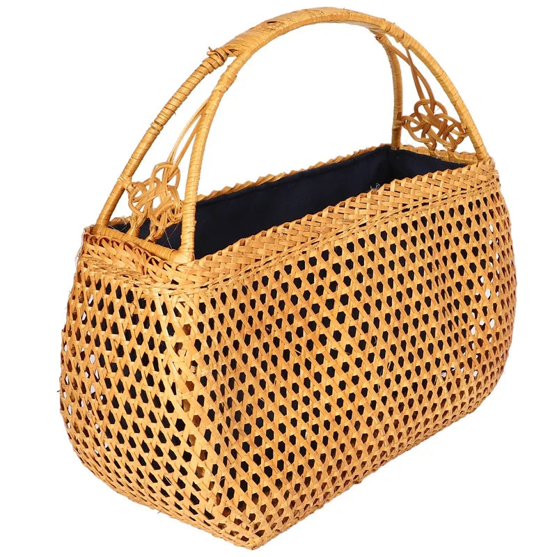 Bohemian Bamboo Beach Bag Vintage Rattan Handbag