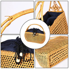 Bohemian Bamboo Beach Bag Vintage Rattan Handbag