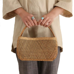 Bohemian Bamboo Beach Bag Vintage Rattan Knitted Basket Tote