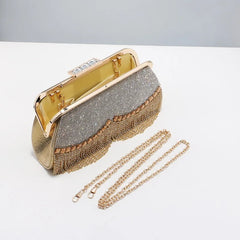 Women Banquet Handbags Diamond-Studded Tassel Evening Bags Wedding Purse