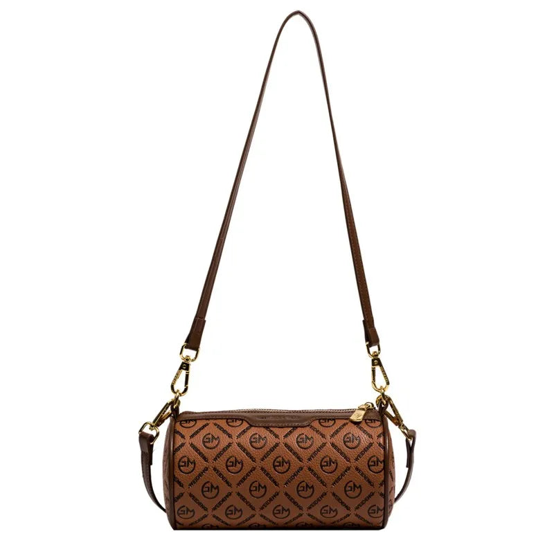 Vintage Style Pink Crossbody Bag Letter Print Mini Round Handbag