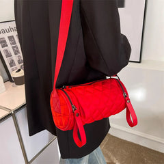 Quilted Barrel Shape Crossbody Bag for Women