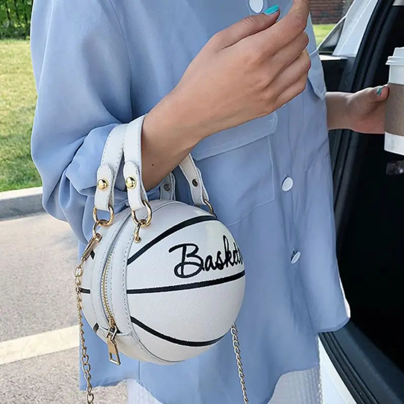 Women Basketball PU Leather Chain Satchel