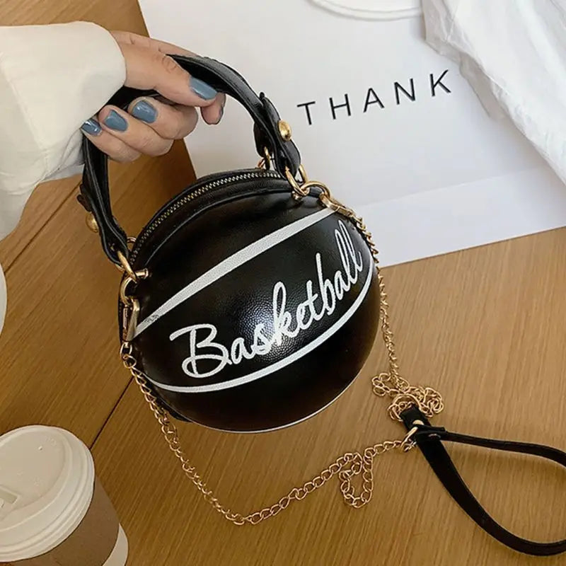Women Basketball PU Leather Chain Satchel