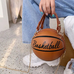Women Basketball PU Leather Chain Satchel