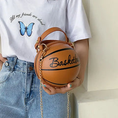 Women Basketball PU Leather Chain Satchel