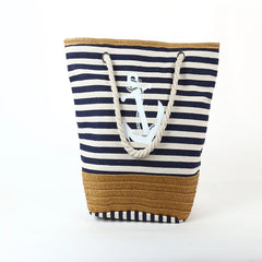 Women Beach Bag Canvas Travel Tote Bag Large Shoulder Bag Anchor Pattern