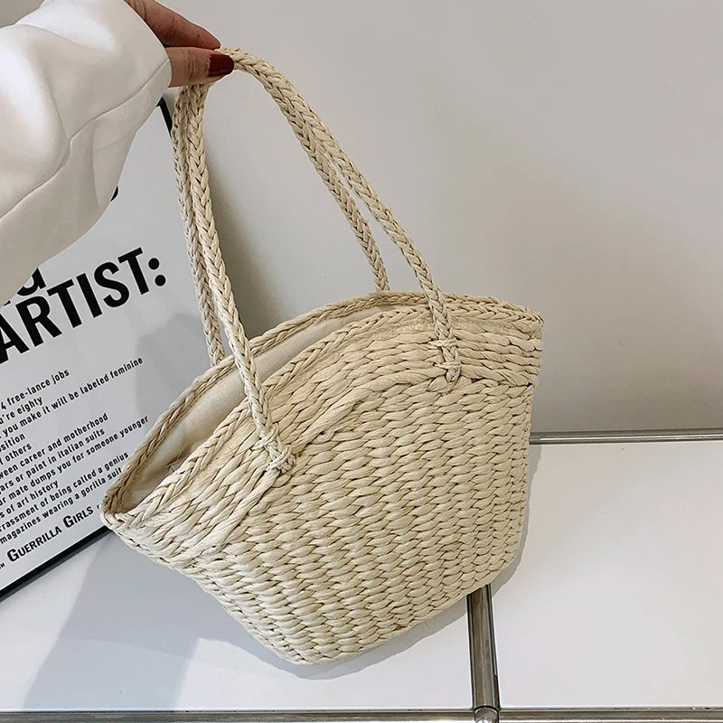 Women Beach Bag Large Capacity Woven Totes Straw Handbag
