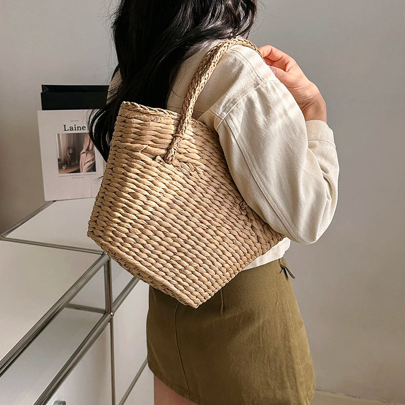 Women Beach Bag Large Capacity Woven Totes Straw Handbag