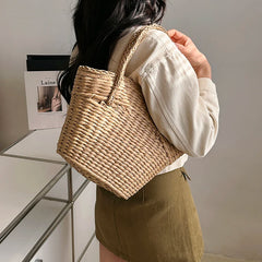 Women Beach Bag Large Capacity Woven Totes Straw Handbag