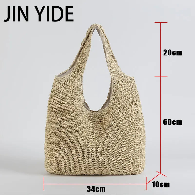 Woven Straw Beach Bag Summer Tote Large Handbag