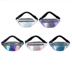 Women Holographic Fanny Pack Belt Pouch PU Waist Bag