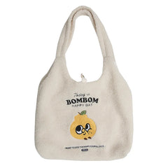 Berber Fleece Shoulder Bag Plush Handbag Canvas Tote Large Capacity