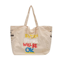 French Print Canvas Shoulder Bag Eco-Friendly Tote