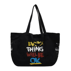 French Print Canvas Shoulder Bag Eco-Friendly Tote