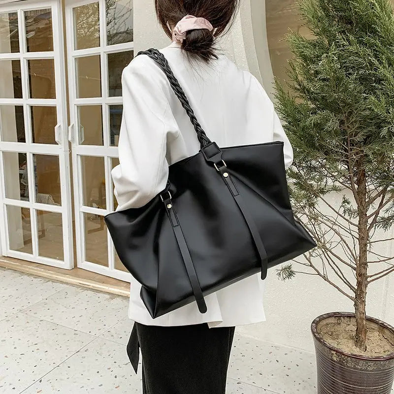 Women Large Capacity Woven Shoulder Bag Totes