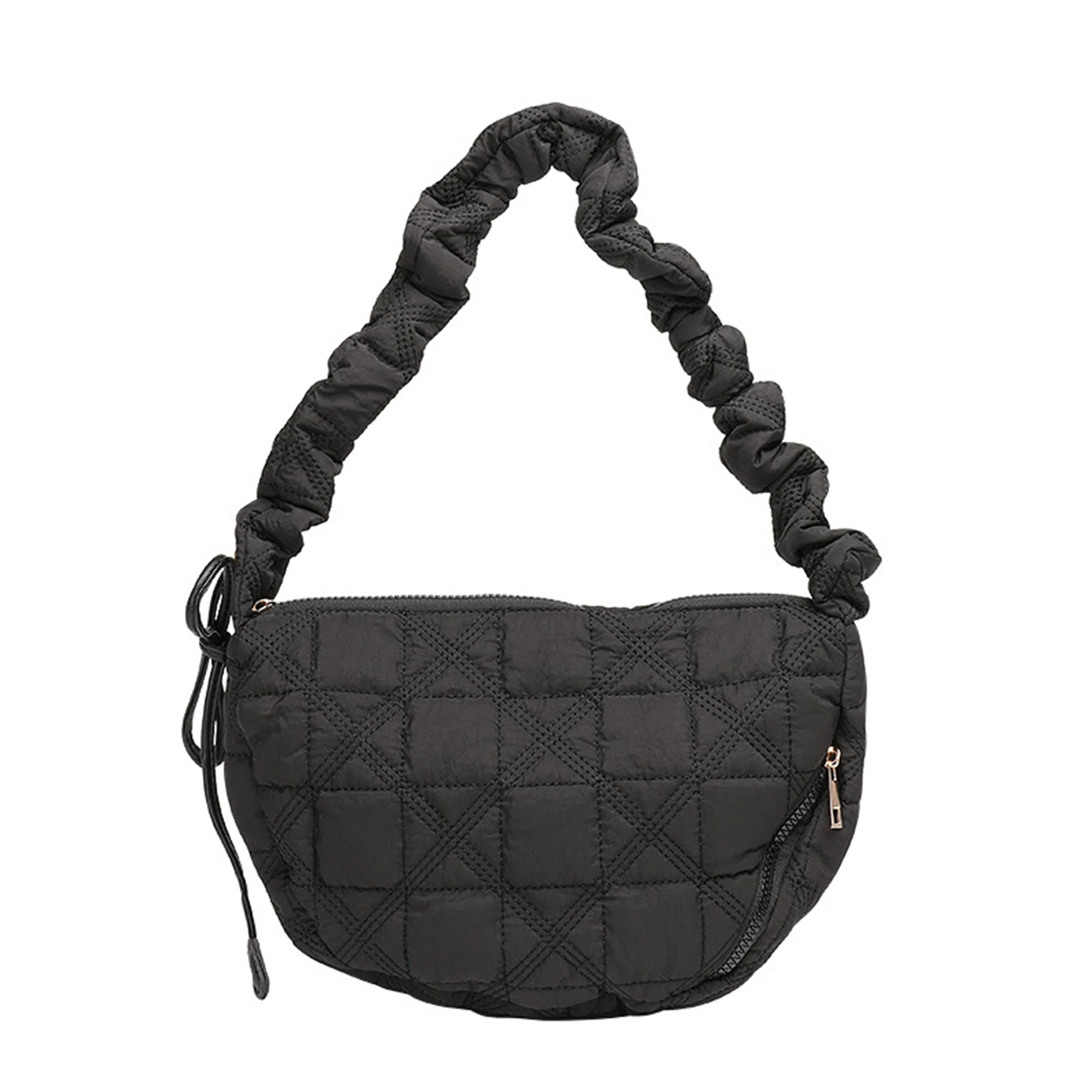 Quilted Cloud Puffy Shoulder Bag Canvas Dumpling Bag Lightweight