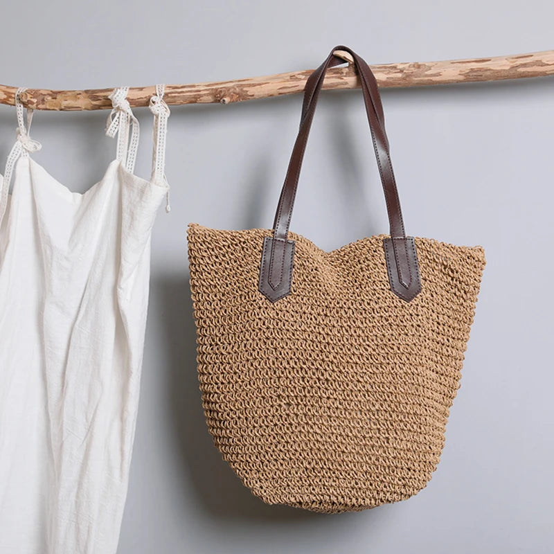 Boho Handbag Summer Straw Bags Large Capacity Shoulder Tote