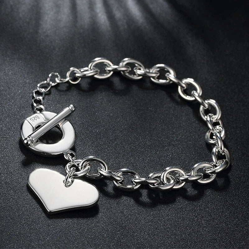 925 Silver Heart Bracelet for Women