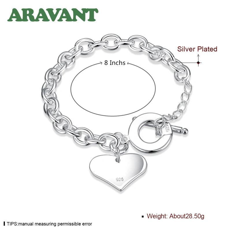 925 Silver Heart Bracelet for Women